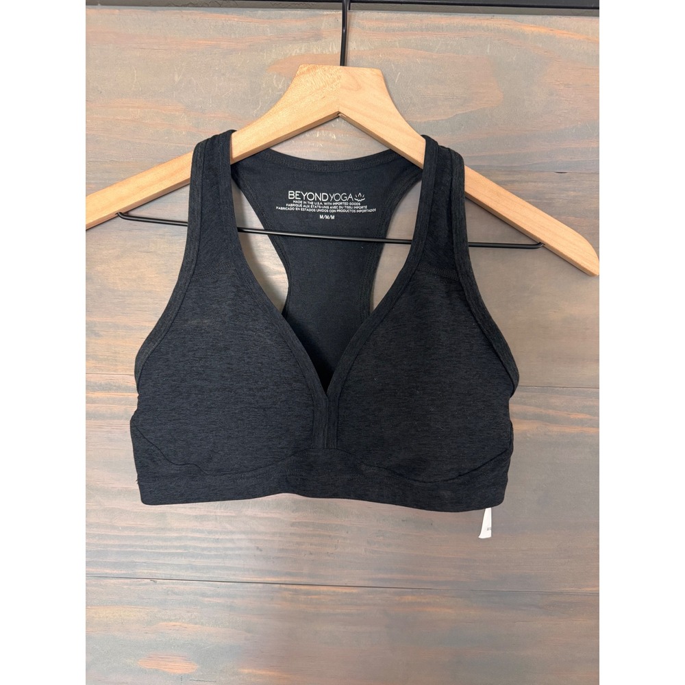 Beyond Yoga Spacedye Lift Your Spirits Bra Darkest Night Charcoal Medium SD1074
